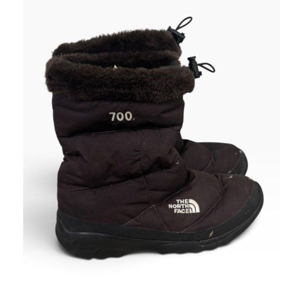 The North Face Nuptse Bootie Womens Size 10 Goose Down Faux Fur Trim Black